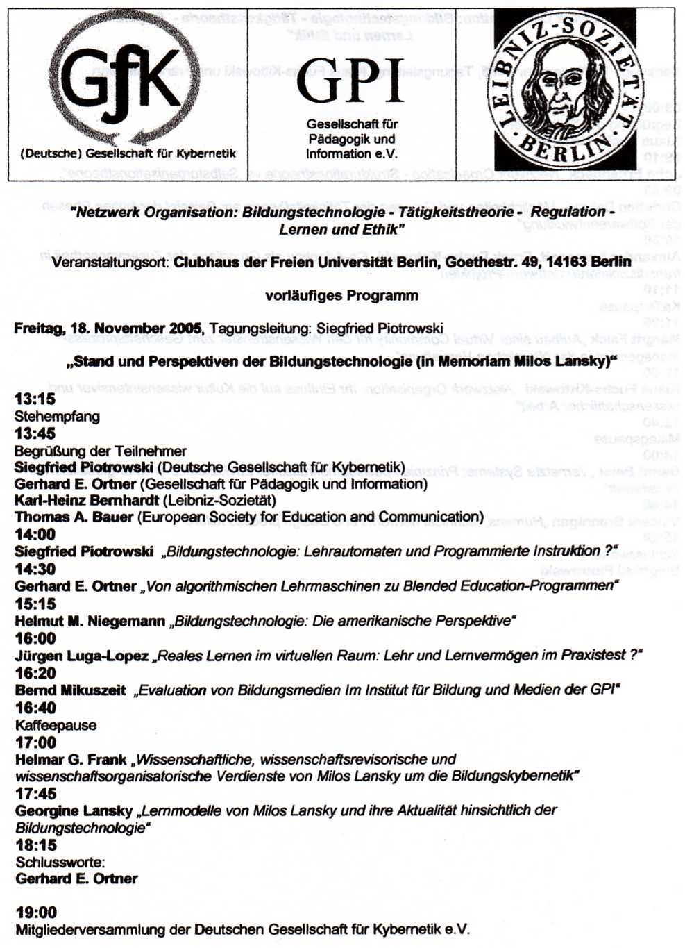 Programm Berliner November